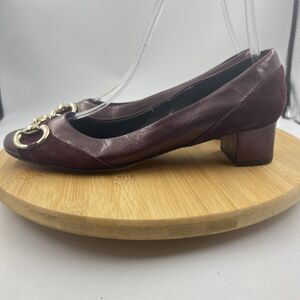 Vaneli Women's Cicero Leather Pump Shoes Sz 7N Burgundy Maroon Horse Bit Accent
